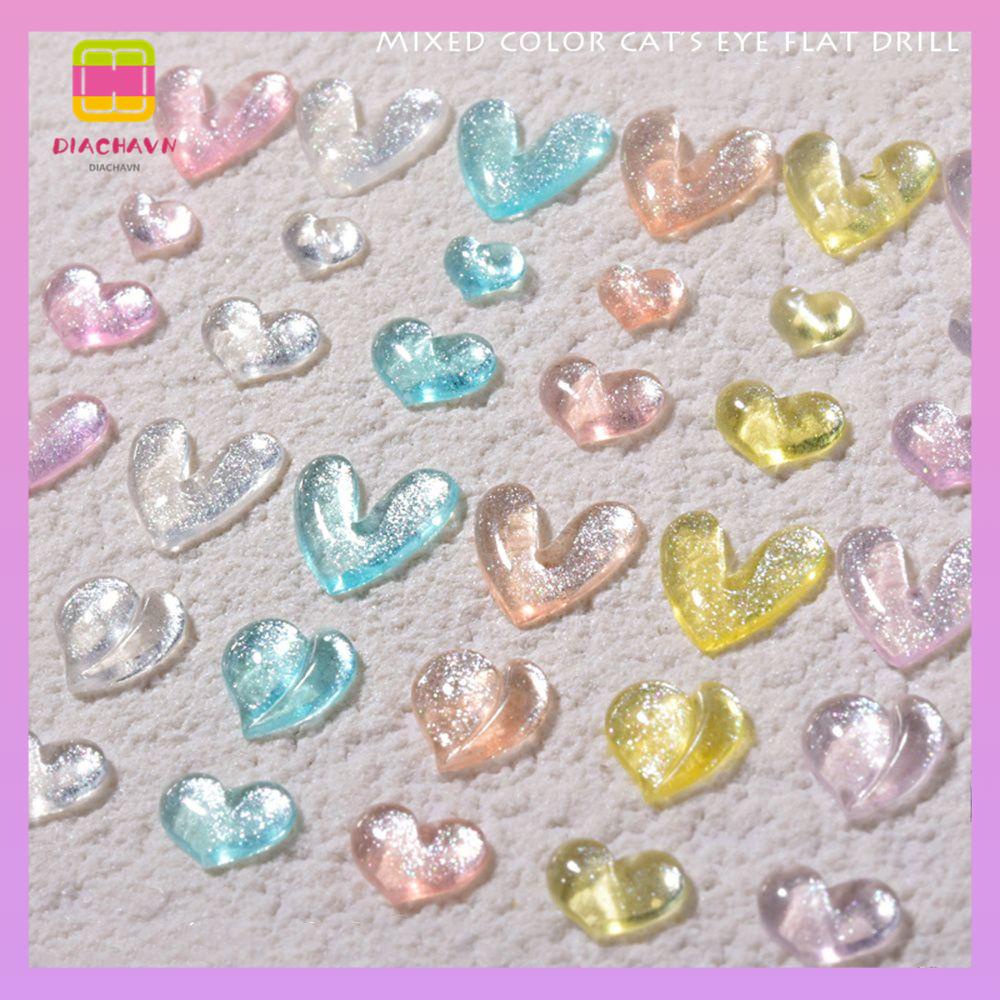 DIACHAVN Bộ 30 HạT ĐíNh Trang Trí MóNg HìNh Tim