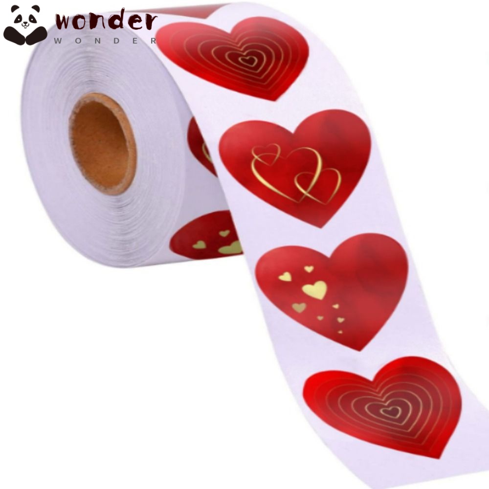 WONDER 1 Cuộn 500 Miếng Dán Hình Trái Tim Màu Đỏ 1.5 Inch Dùng Trang Trí Lễ Hội