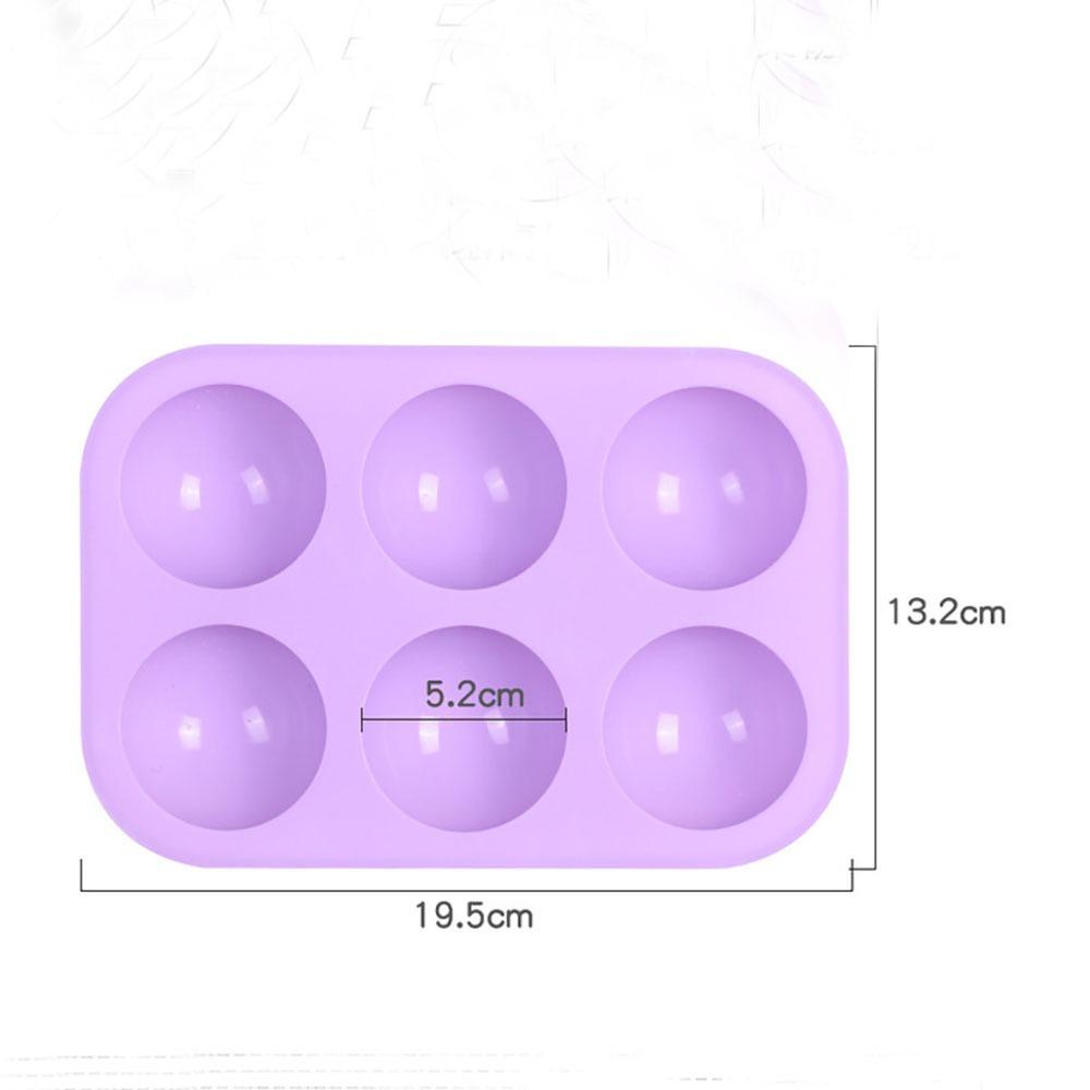 WONDER Khuôn Silicone Làm Bánh 6 Ngăn Hình Cầu Màu Tím Đơn Giản