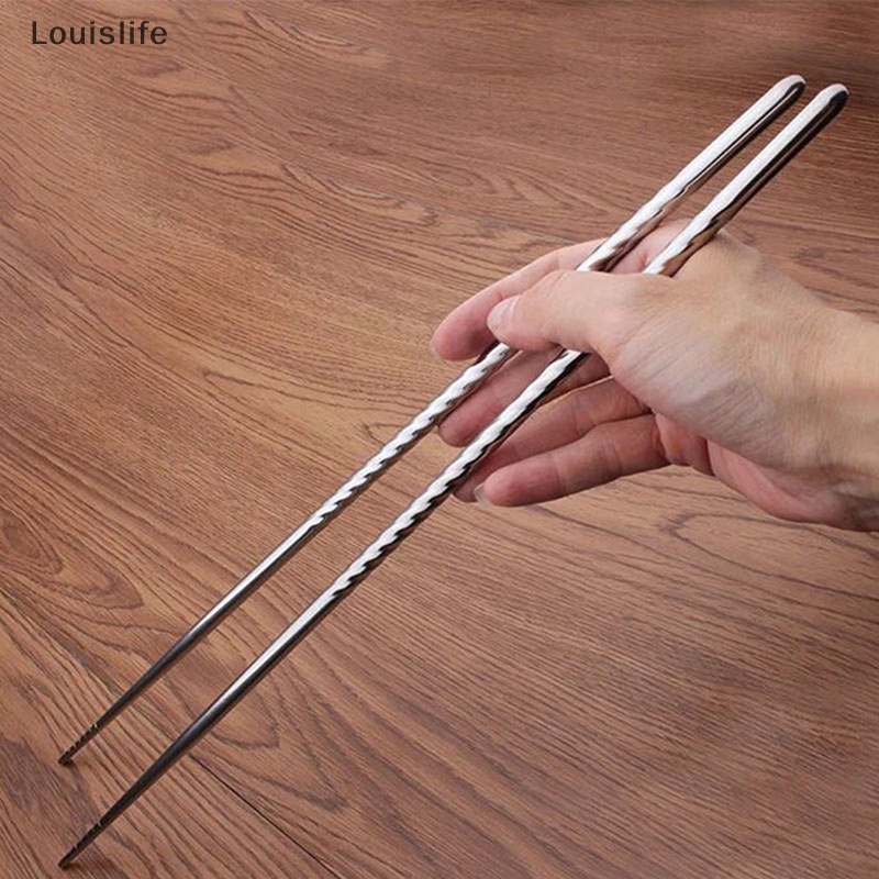 1 Đôi Đũa Dài Bằng Thép Không Gỉ Dùng Chiên Thức Ăn Louislife