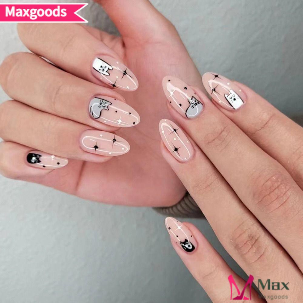 MAXG Móng Tay Giả Dạng Nhấn Phong Cách Pháp Đơn Giản