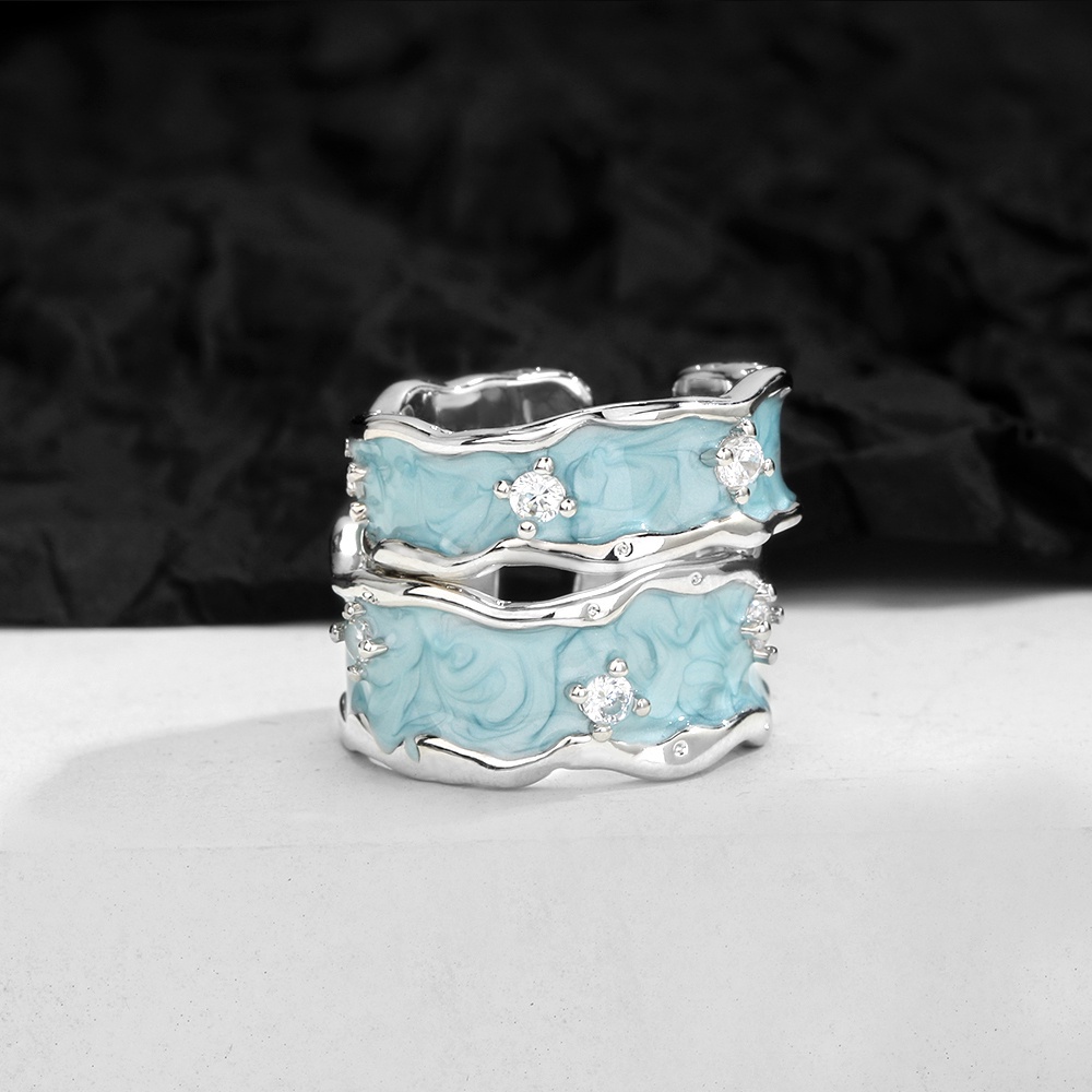 Nhẫn Đính Kim Cương Xanh Phong Cách Hip Hop Đường Phố Cá Tính Cho Nam Và Nữ