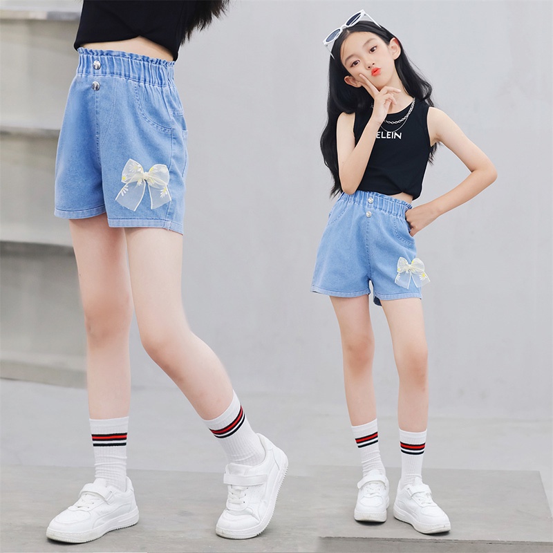 Quần Short denim Mỏng Mùa Hè Phong Cách Mới Cho Bé Gái