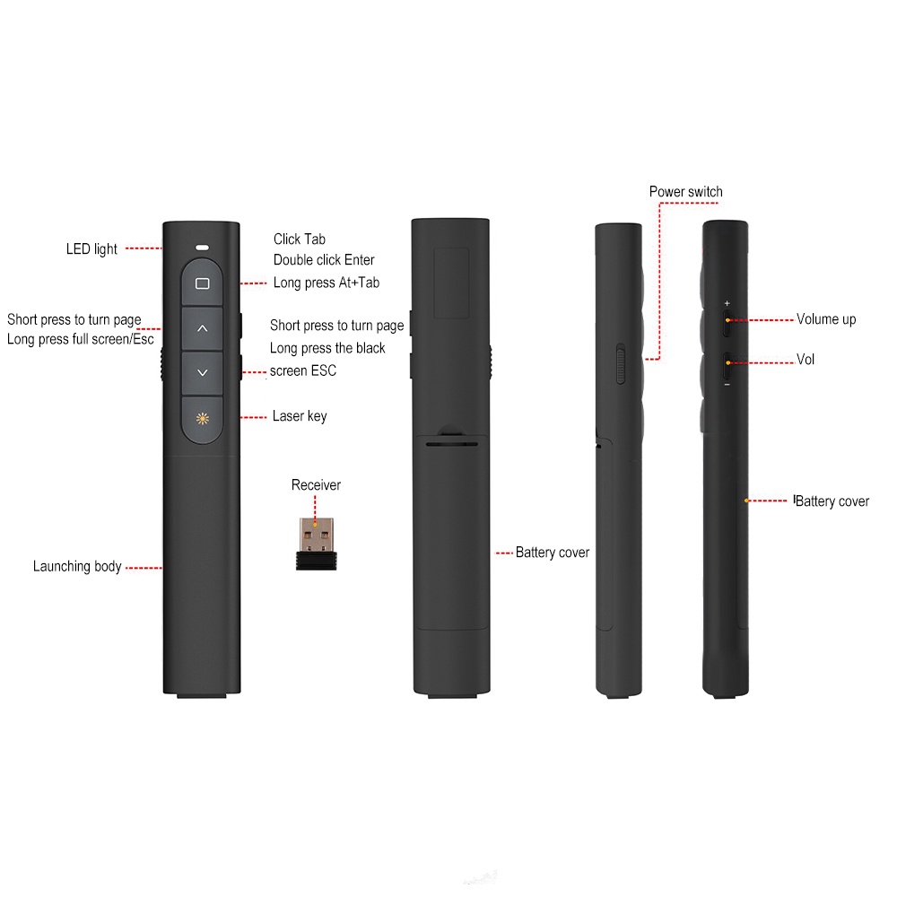 Bút Chiếu Laser Trình Chiếu Không Dây Sạc USB Dùng Trong Dạy Học / Văn Phòng