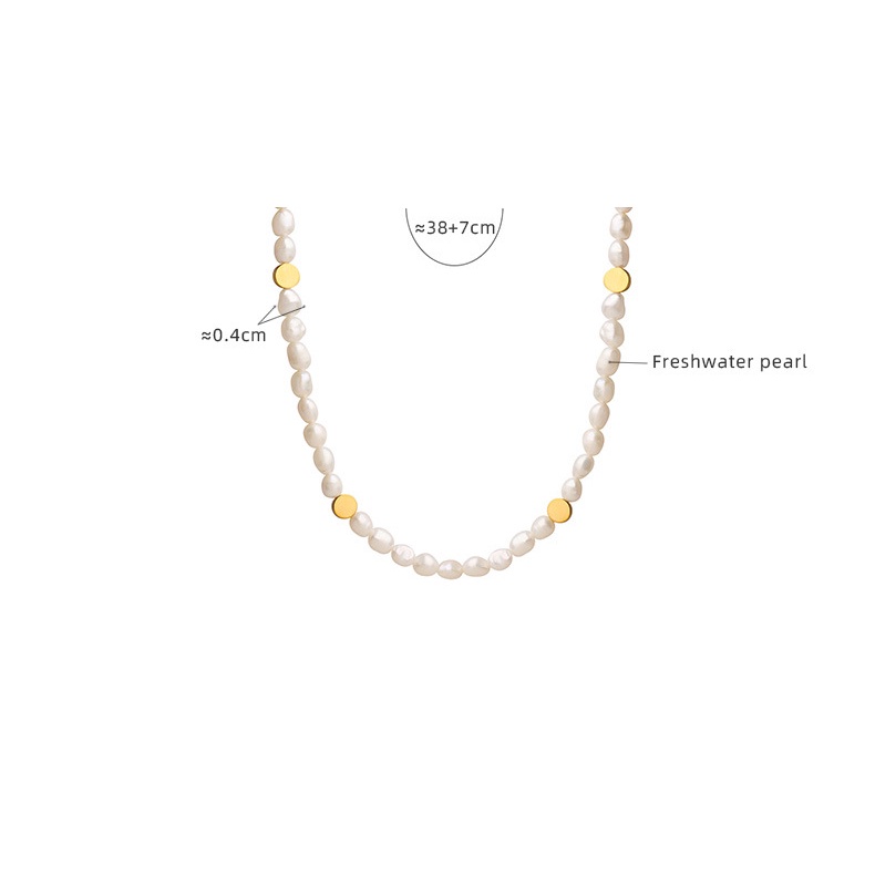 Vòng Cổ Đính Hạt Ngọc Trai Hình Trụ Nhỏ Màu Vàng Đồng Phong Cách Pháp Độc Đáo