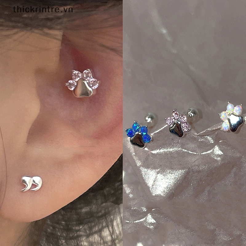 1 Đôi Khuyên Tai Hình Móng Vuốt Mèo Đính Đá Opal Cho Nữ