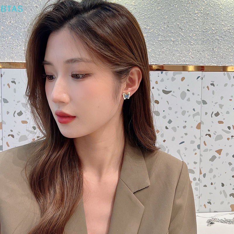 Bông Tai Hai Lớp Hình Bướm Đơn Giản Thời Trang