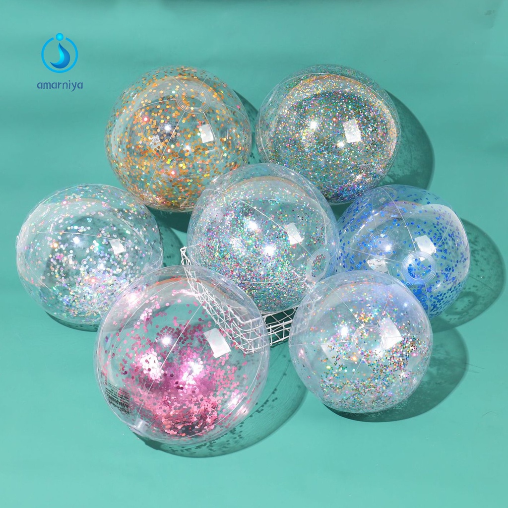 Bóng Bơm Hơi Dày Dặn Bằng PVC Trong Suốt Lấp Lánh Nhiều Màu Độc Đáo Trang Trí Bể Bơi / Bãi Biển