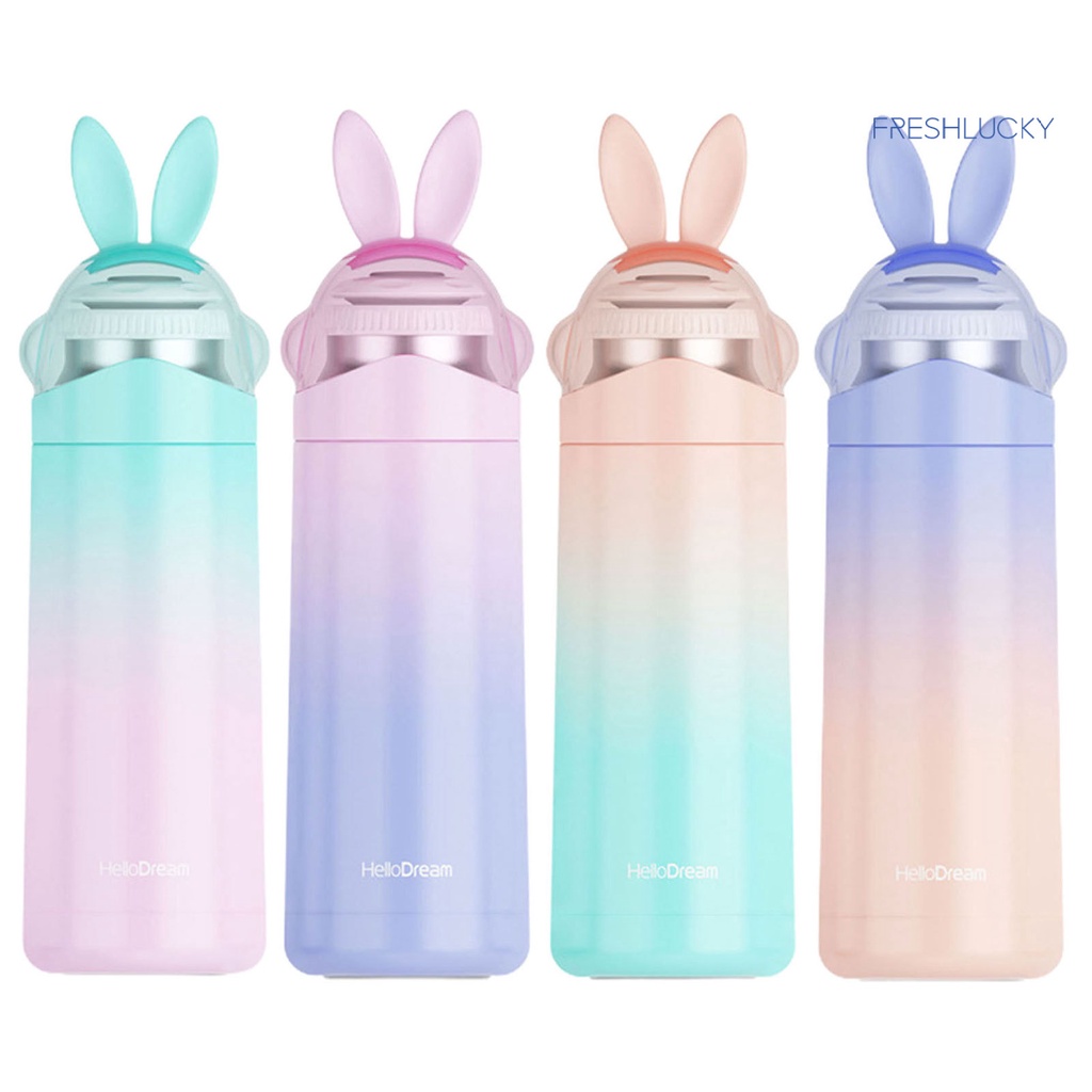 Bình Nước Giữ Nhiệt Bằng Thép Không Gỉ Hình Tai Thỏ Dễ Thương 350ml