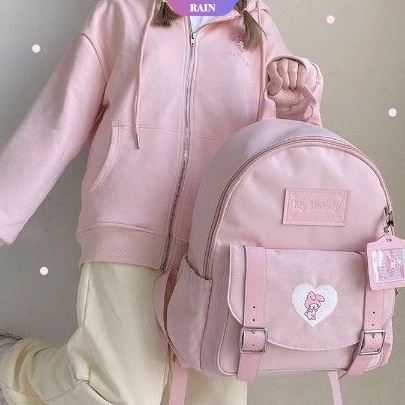 Ba Lô Vải Canvas Sức Chứa Lớn Có Khóa Kéo In Họa Tiết Hoạt Hình Sanrio Cinnamoroll My Melody Kuromi Dễ Thương Cho Nữ