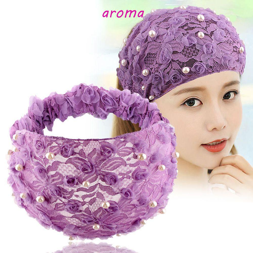 AROMA Băng Đô Ren Bản Rộng Chống Trượt Phong Cách Vintage Thanh Lịch Dành Cho Nữ