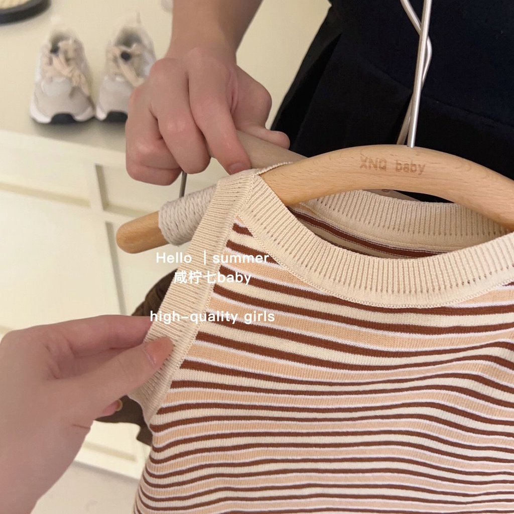 Áo Ba Lỗ Kẻ Sọc Thời Trang Hè Hàn Quốc Đáng Yêu Dành Cho Bé Gái 2023