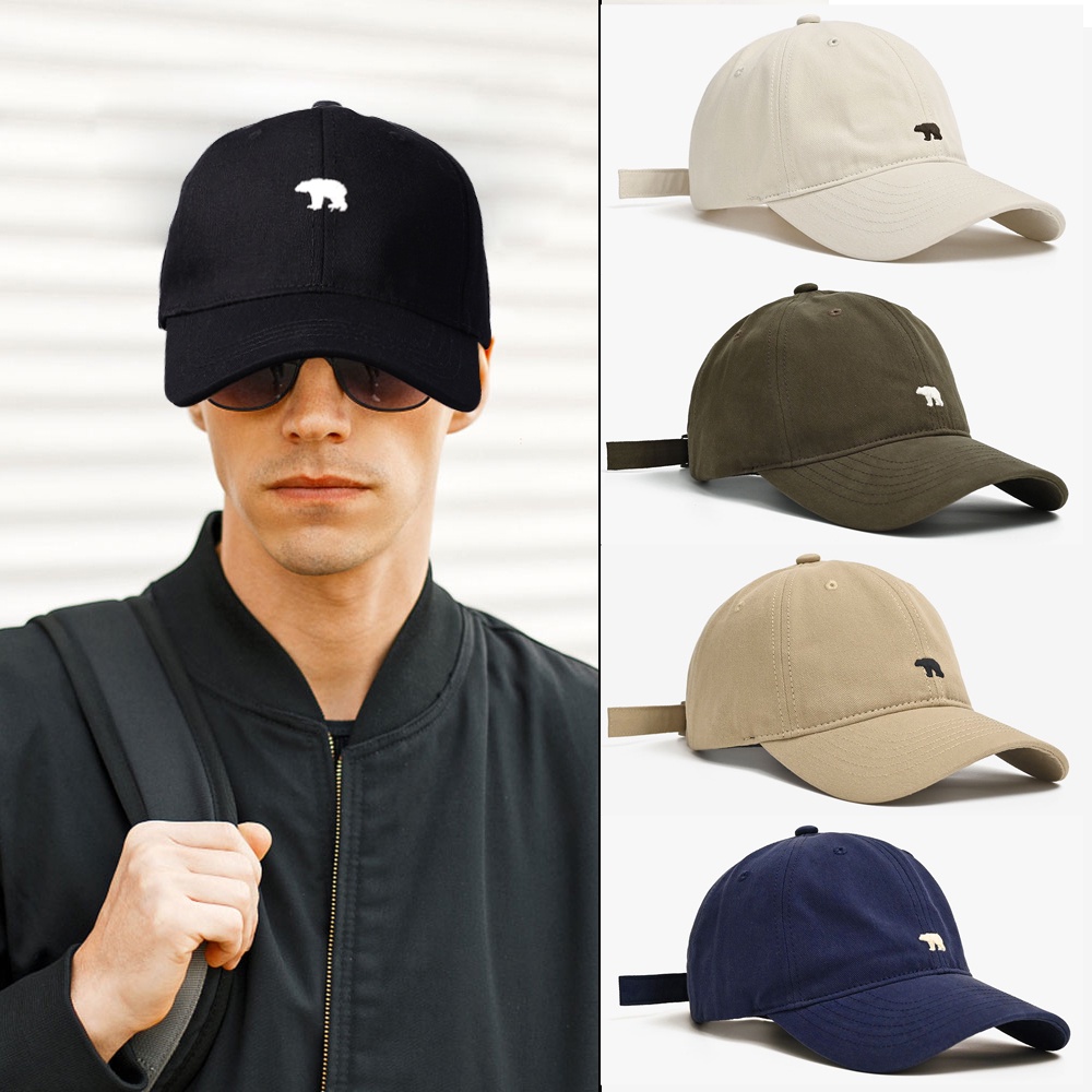 Mũ Lưỡi Trai Cotton Mềm Thêu Hình Gấu Bắc Cực Hoạt Hình Chống Nắng Có Dây Đeo Điều Chỉnh Được Phong Cách Thể Thao Cho Nam Và Nữ