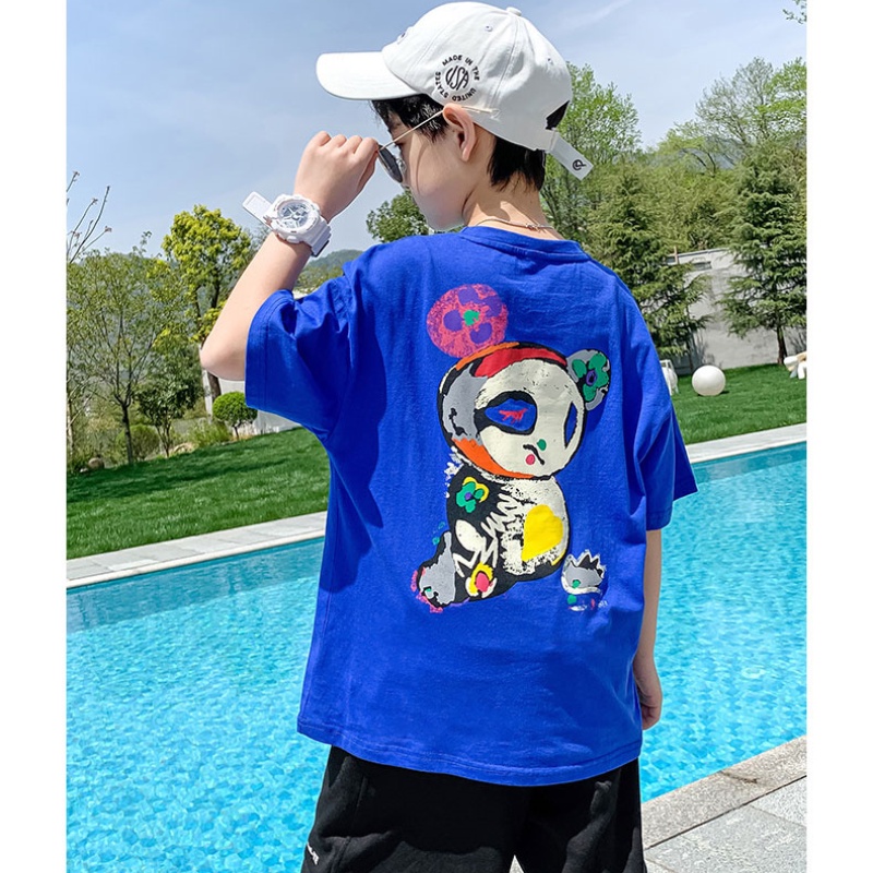 Mới Áo Thun Tay Ngắn Dáng Rộng 100% Cotton Cho Bé