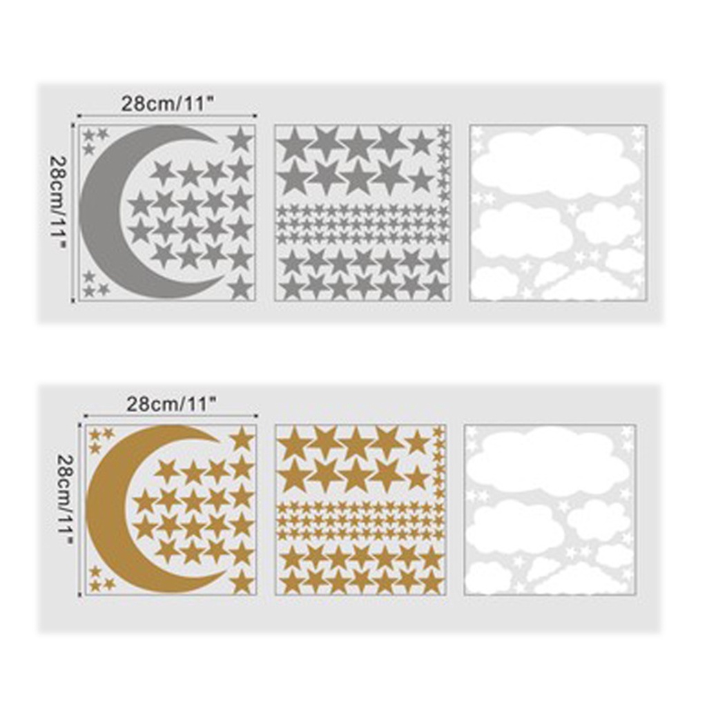 Bộ 3 Tấm Sticker Dán Tường Trong Suốt Họa Tiết Đám Mây / Ngôi Sao / Mặt Trăng Chống Thấm Nước Độc Đáo Trang Trí Nhà Cửa