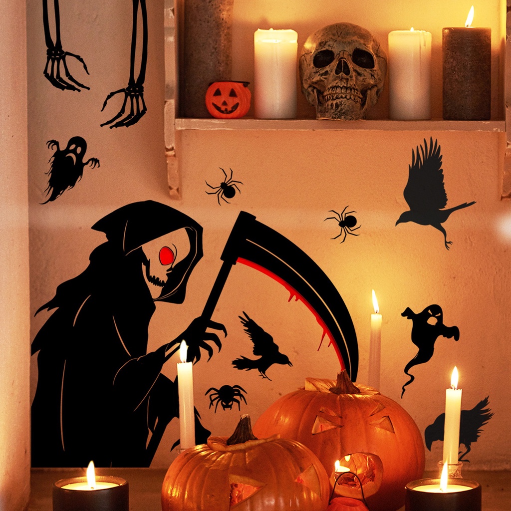 Miếng Dán Tường Hình Đầu Lâu / Ma Quái Trang Trí Nhà Cửa Dịp Halloween