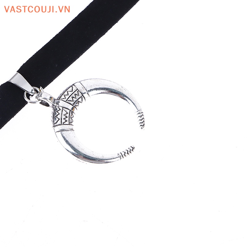 Vòng Cổ Choker Dây Nhung Đen Mặt Trăng Phong Cách Gothic