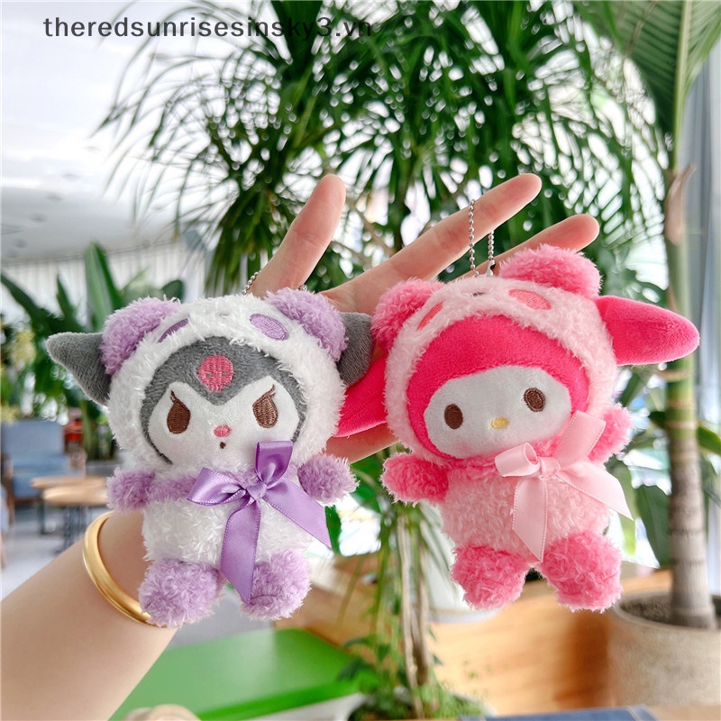 Móc Khóa Hình Búp Bê Nhồi Bông Kuromi Cinnamoroll 14cm Dễ Thương