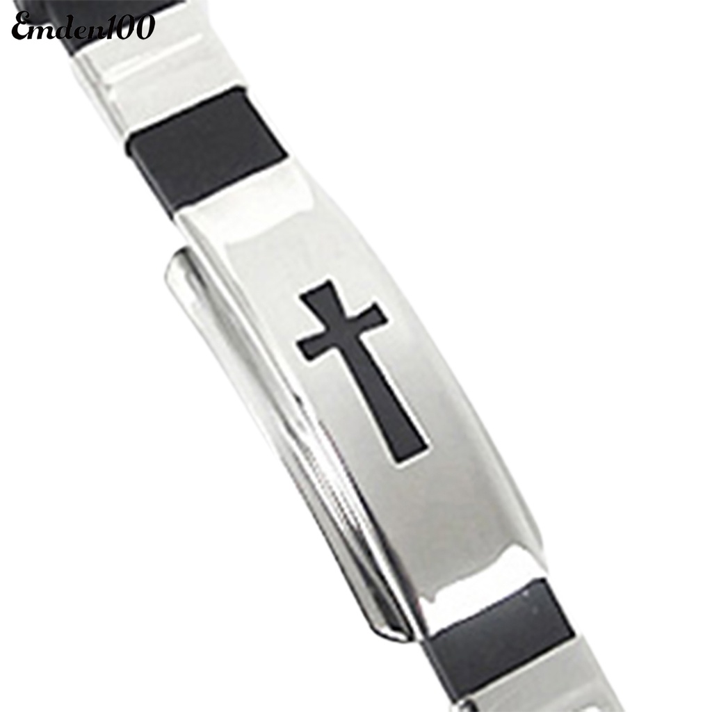 Vòng Đeo Tay Bằng Thép Không Gỉ Họa Tiết Thánh Giá Dành Cho Nam Và Nữ