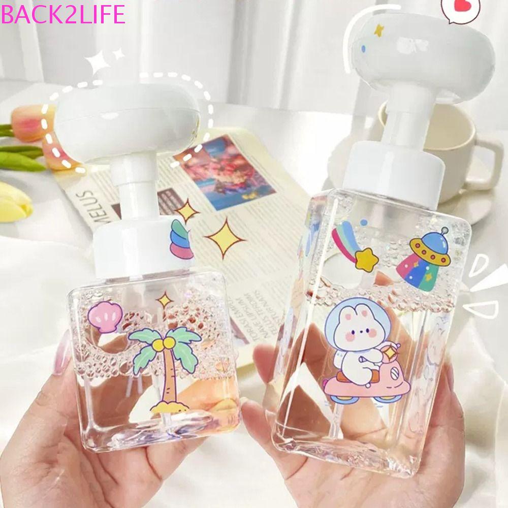 BACK2LIFE Bình Đựng Xà Phòng Bằng Nhựa 250 / 450ml In Họa Tiết Hoạt Hình Dễ Thương Tiện Dụng Cho Nhà Tắm