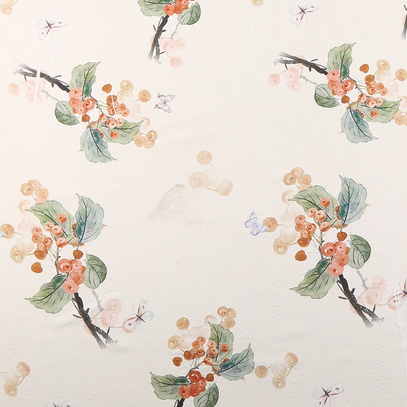 Vải Jacquard Polyester Bốn Mặt Co Giãn In Hình Cây Cỏ Thời Trang Xuân Hè May Váy Hán Phục