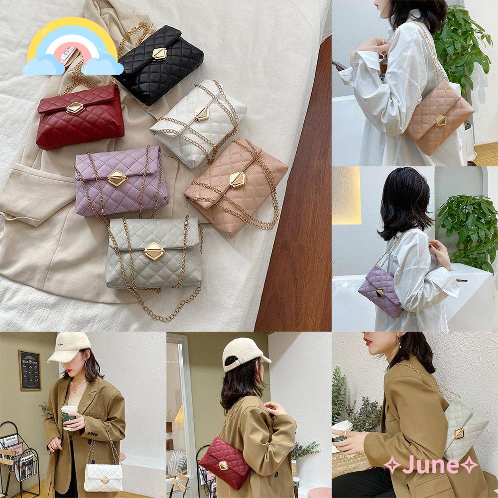 JUNE Túi Xách Da PU Màu Trơn Thời Trang Cho Nữ