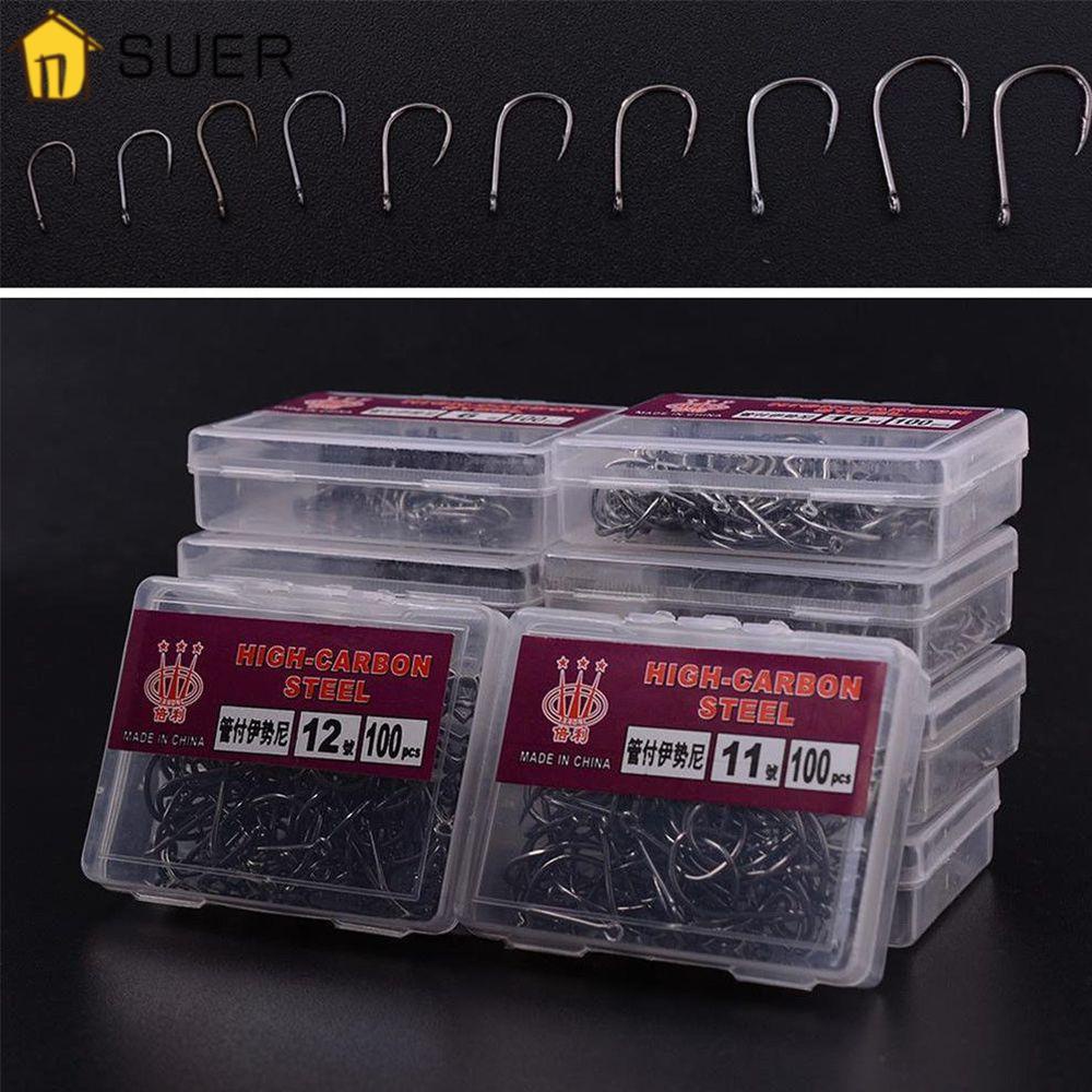 SUENIN Set 100 Lưỡi Câu Cá Bằng Thép Carbon Cao Cấp