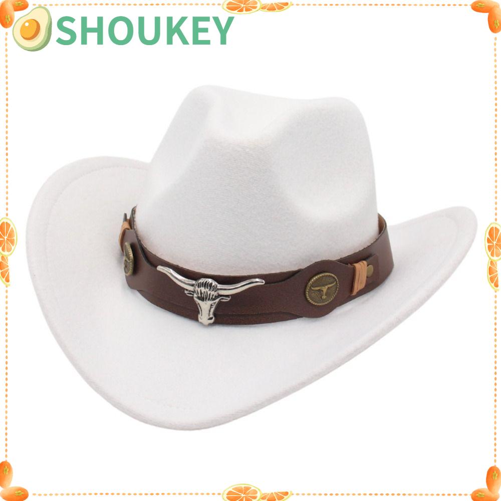 SHOUKEY Mũ Cao Bồi Tây Tạng Bằng Vải Nỉ Mềm Mại Phong Cách Dân Tộc Phương Tây Có Vành Cuộn Tròn Cho Nam Và Nữ