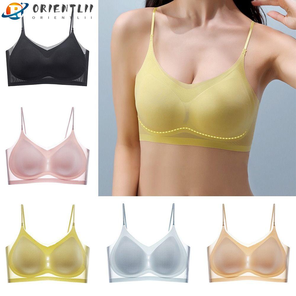ORIENTLII Áo Lót Nâng Ngực Vải Lụa Lạnh Siêu Mỏng Không Đường May Hở Lưng Thoáng Khí Thời Trang Mùa Hè
