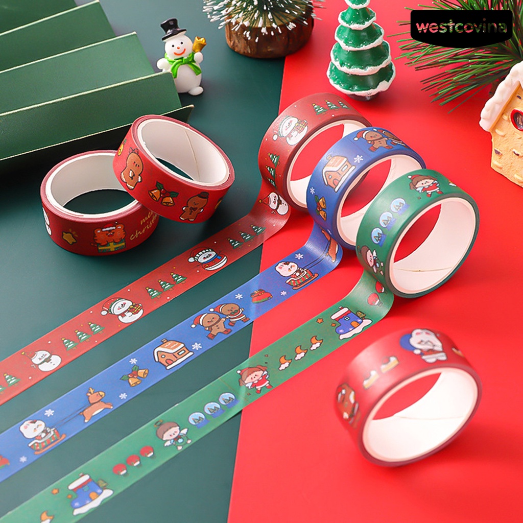 [WSTN]✎Set 3 Cuộn Băng Dính Washi Họa Tiết Hoạt Hình Màu Sắc Tươi Sáng Quyến Rũ Trang