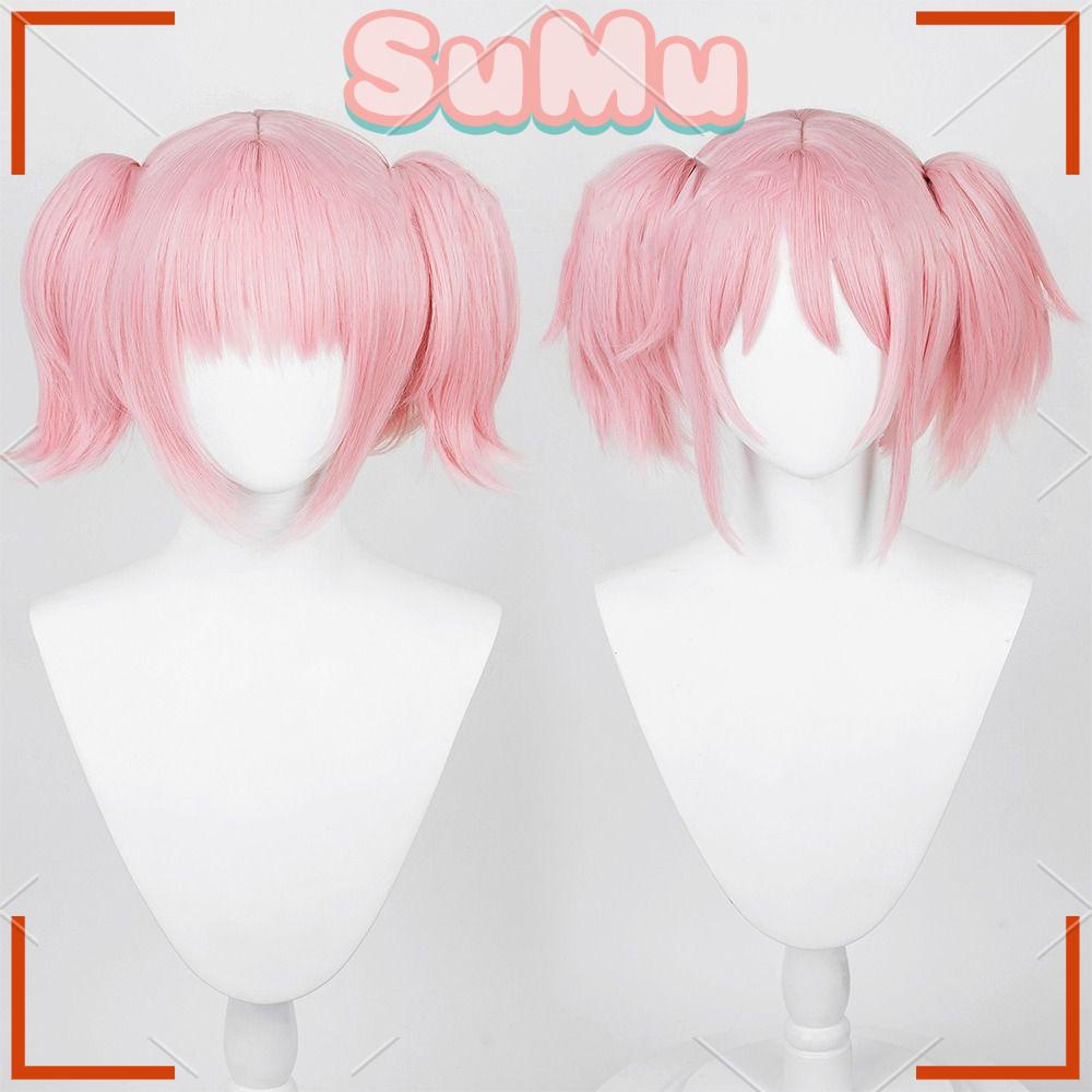 SUMU Tóc Giả Ngắn Màu Hồng Kẹp Hóa Trang Halloween