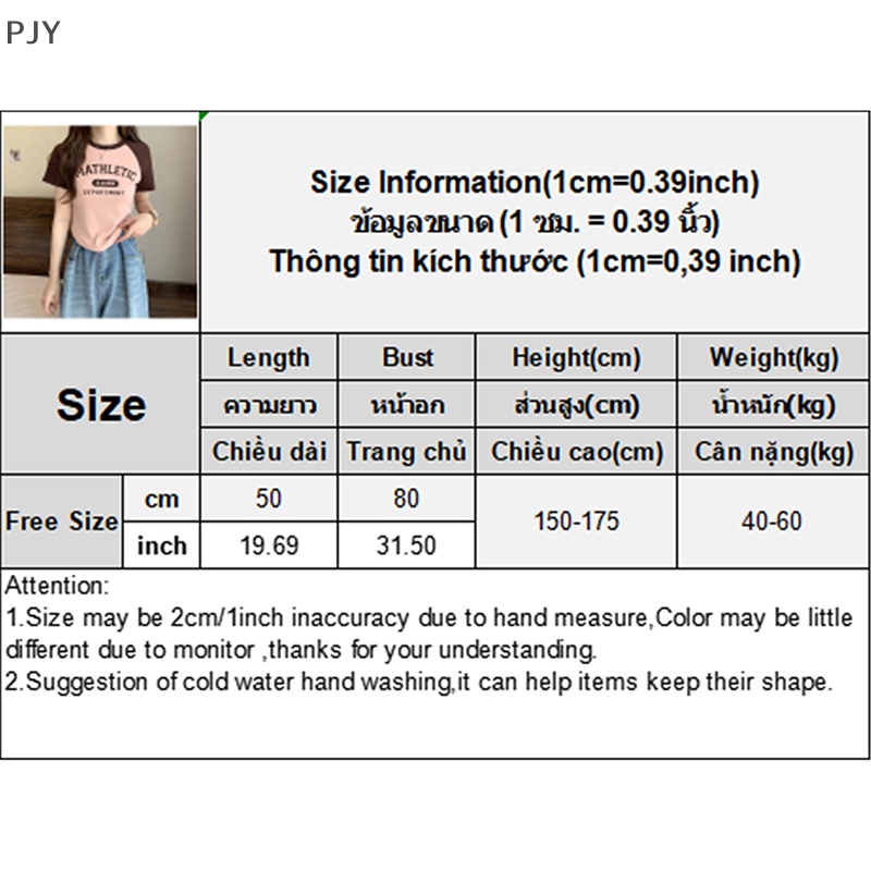 Áo Thun Tay Ngắn Cổ Tròn In Chữ Màu Sắc Tương Phản Thời Trang Mùa Hè Cho Nữ PJ