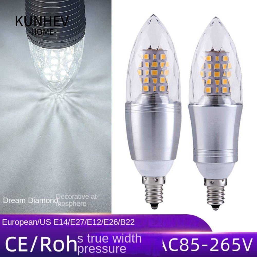 KUNHEV Đèn Led Hình Nến 110-220V Tiết Kiệm Năng Lượng Giá Đỡ Đèn Cầy E14 E14 Ánh Sáng Trắng Trang Trí Nhà Cửa