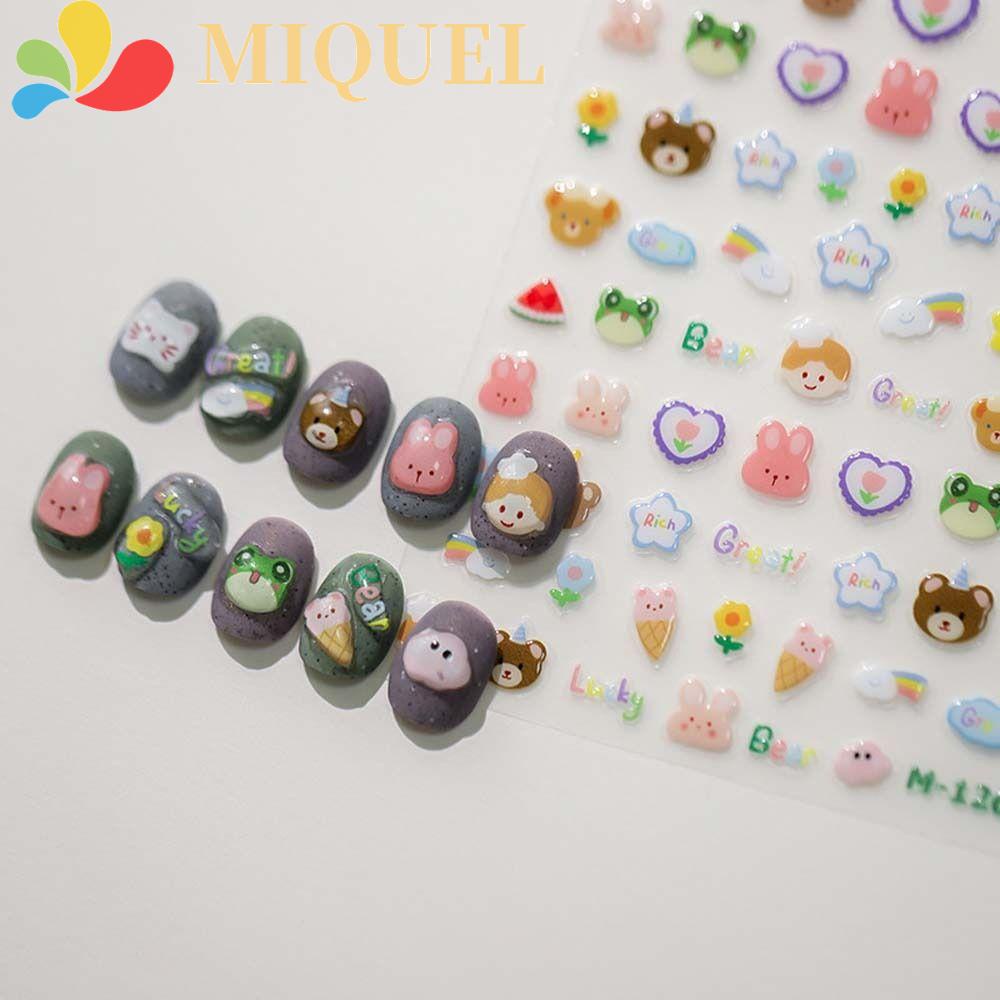 MIQUEL Miếng Dán Trang Trí Móng Tay Họa Tiết Sinh Vật Biển Hoạt Hình Nhiều Màu Sắc Dành Cho Nữ