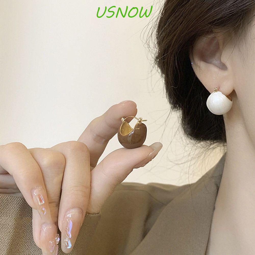 USNOW Bông Tai Hình Học Tráng Men Thời Trang Cho Nữ