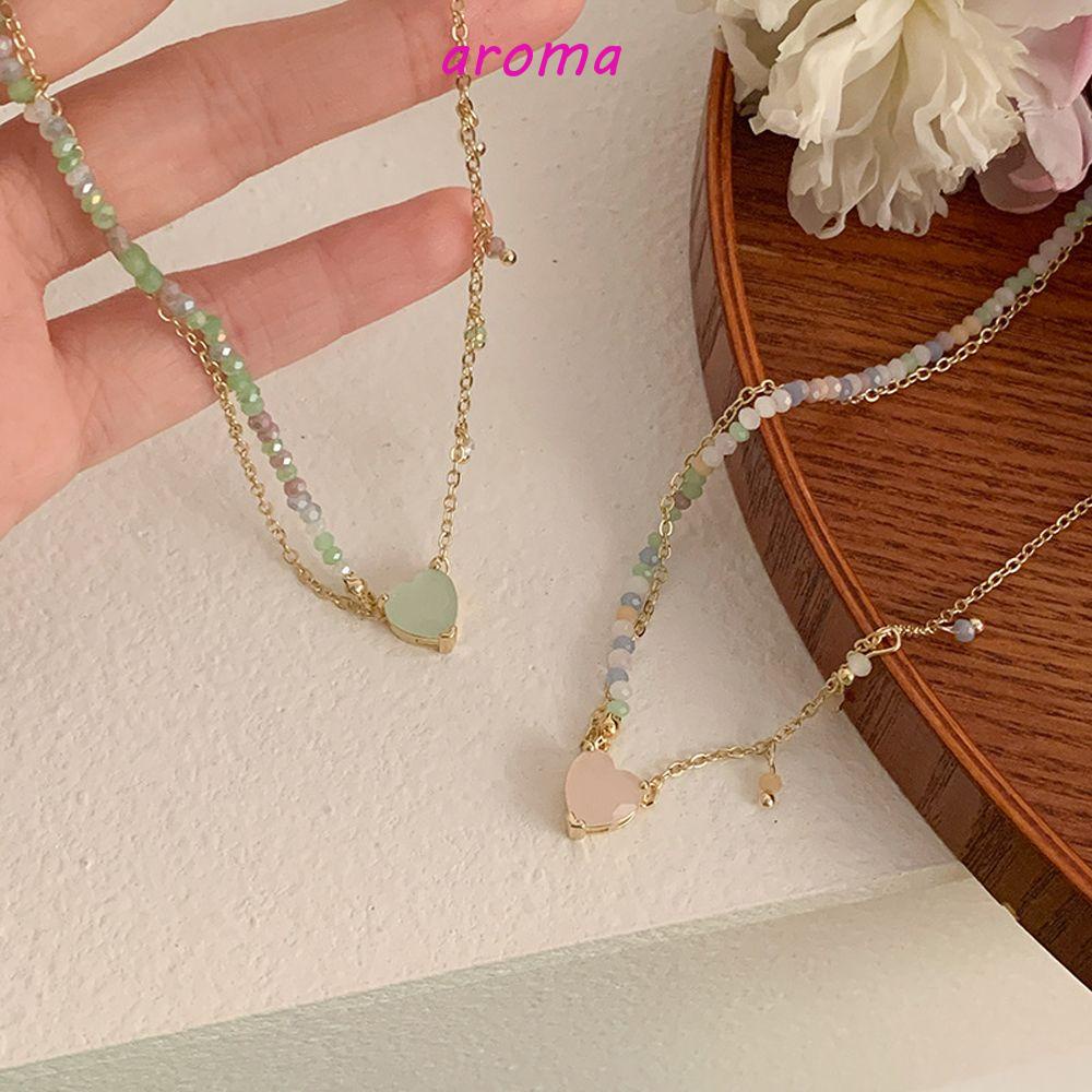 AROMA Vòng cổ Mặt Trái Tim Phong Cách Vintage Thời Trang Cho Nữ Y2K