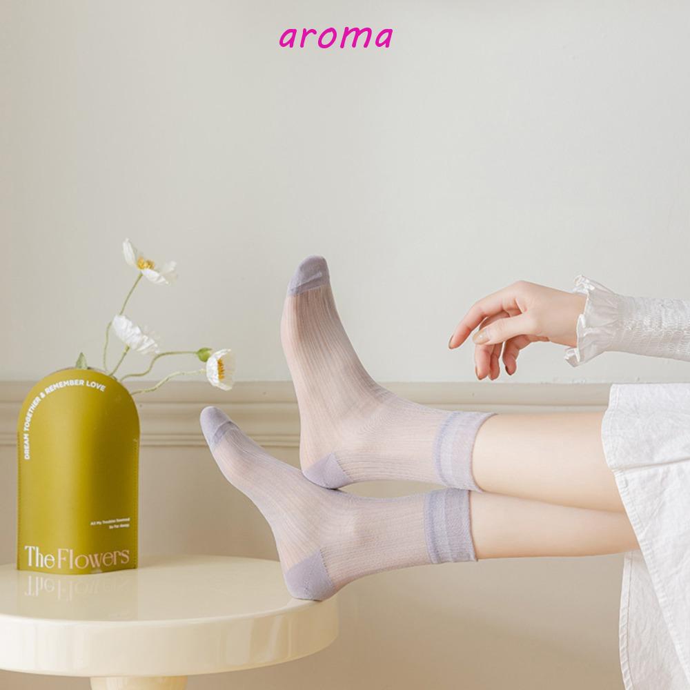 AROMA Đôi Vớ MàU Trơn Đơn GiảN ThờI Trang Cho Nữ