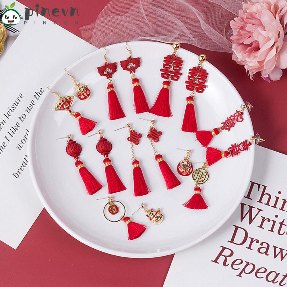 PINEVN Khuyên Tai Chúc Mừng Năm Mới May Mắn Phong Cách Trung Hoa