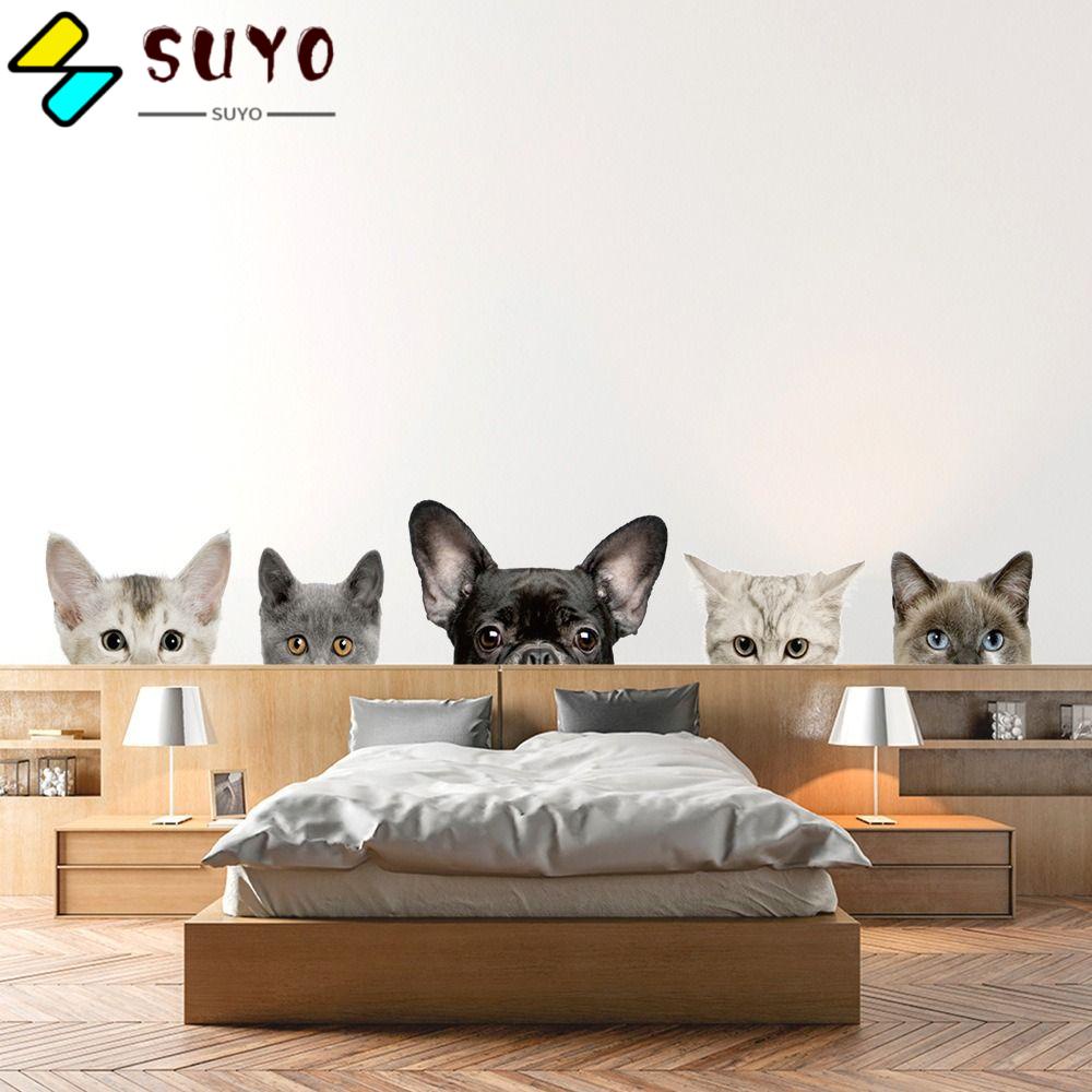 SUYO Sticker Dán Tường Bằng PVC Chống Nước Hình Chó Mèo Dễ Thương Trang Trí Nhà Cửa