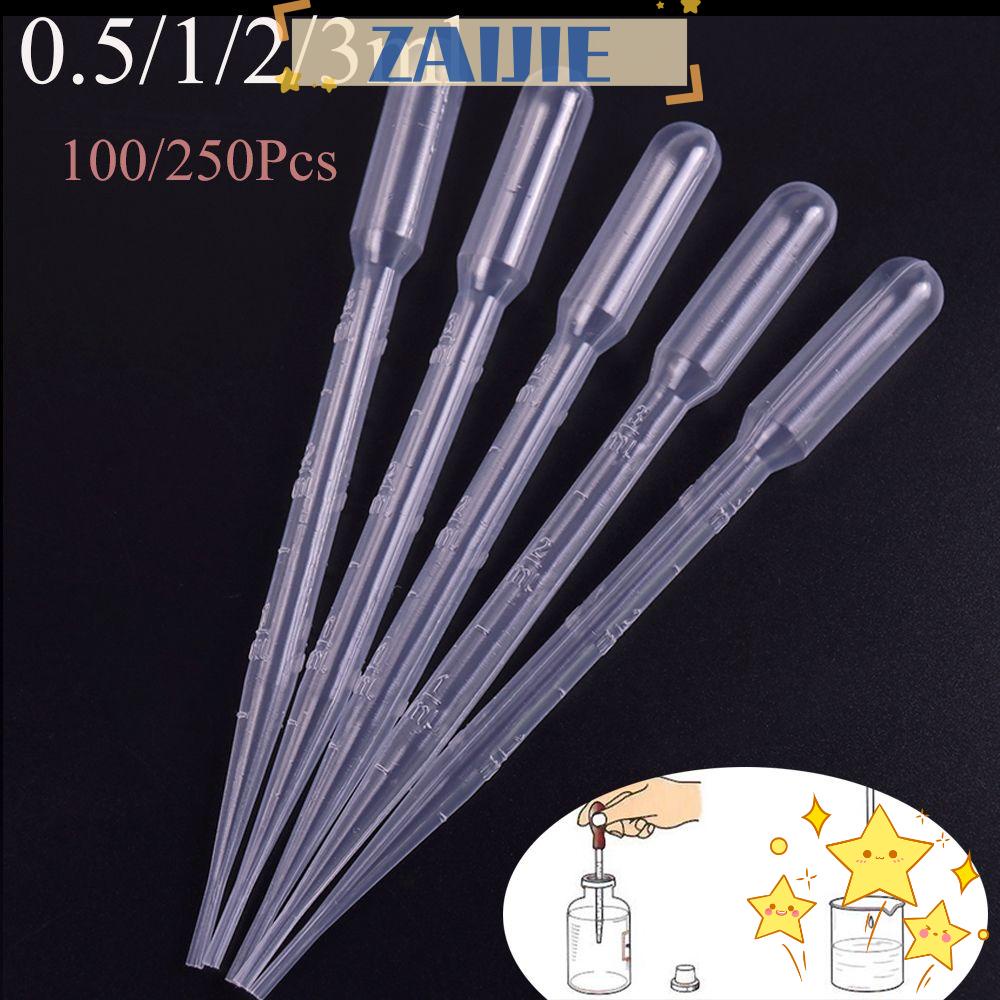 ZAIJIE24 Set 100 / 250 Ống Nhỏ Giọt Bằng Nhựa Trong Suốt Dùng Một Lần Cho Phòng Thí Nghiệm