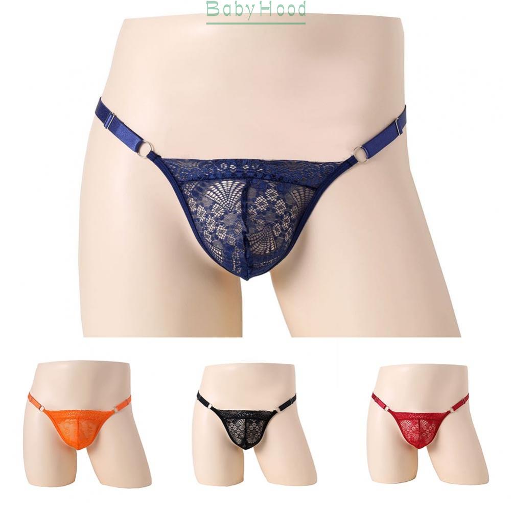 Men Lace Thongs Briefs Bulge Pouch G-String Lace Low Waist See-through#BBHOOD