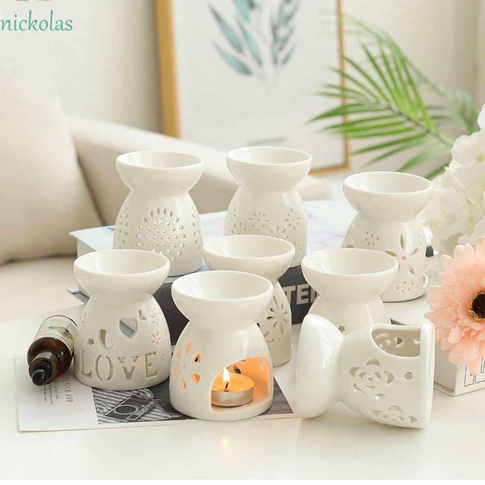 NICKOLAS Lò Đốt Tinh Dầu Bằng Gốm Không Độc Hại Màu Trắng Thời Trang