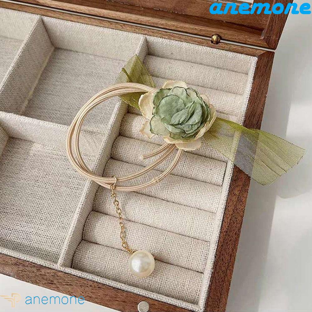 ANEMONE Dây Cột Tóc Đuôi Ngựa Co Giãn Đính Hoa Tua Rua Thời Trang Cho Nữ Giá Đỡ