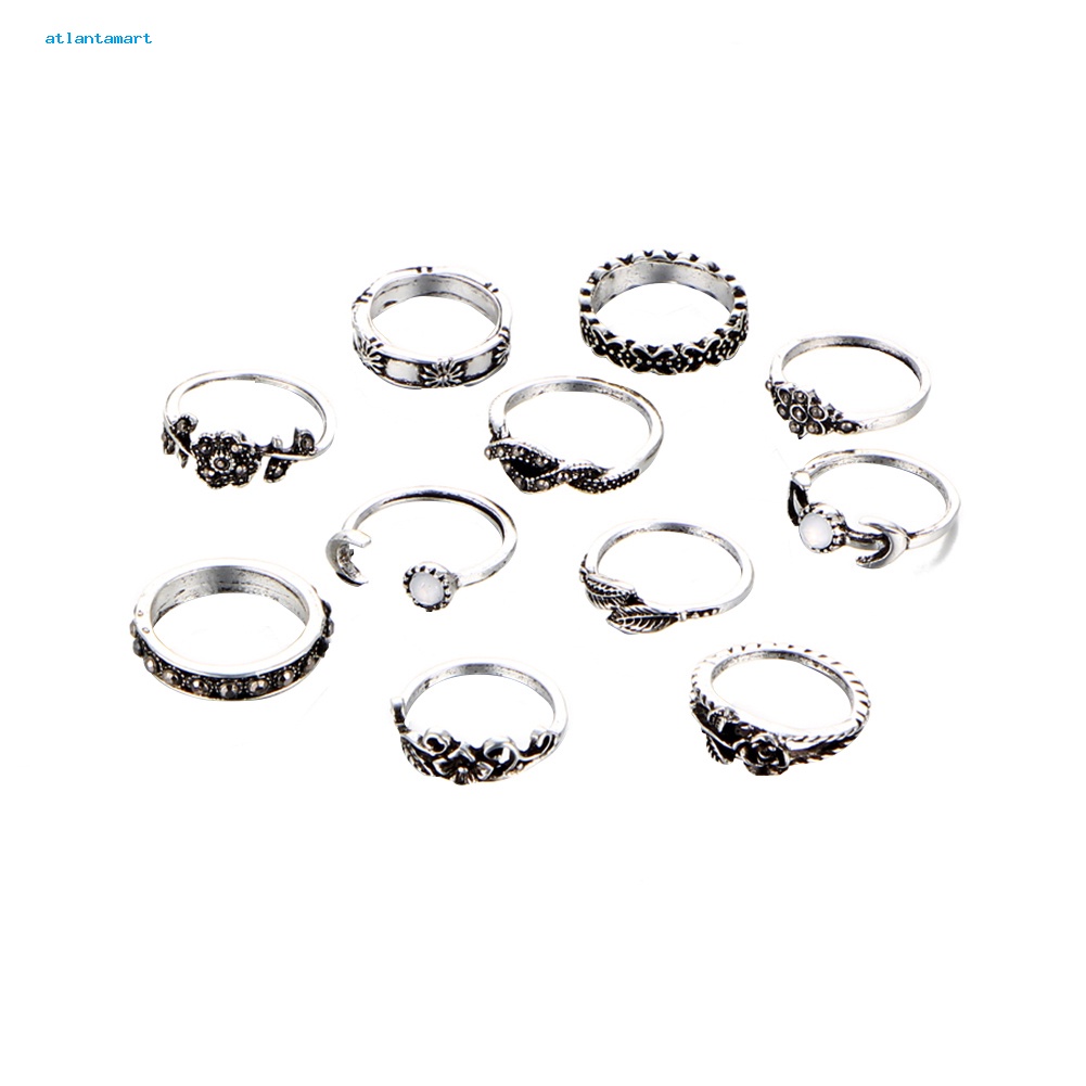 Túi Đựng Đồ Dùng Đa Năng Tiện Dụng| Bộ 11 Nhẫn Đeo Đốt Ngón Tay Khắc Hình Hoa Hồng Phong Cách Retro