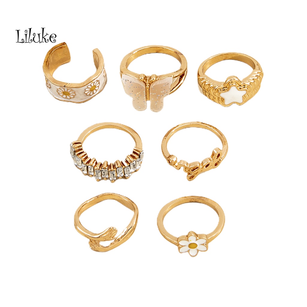 Bộ 7 Nhẫn Nữ Trang Phong Cách Gothic Độc Đáo