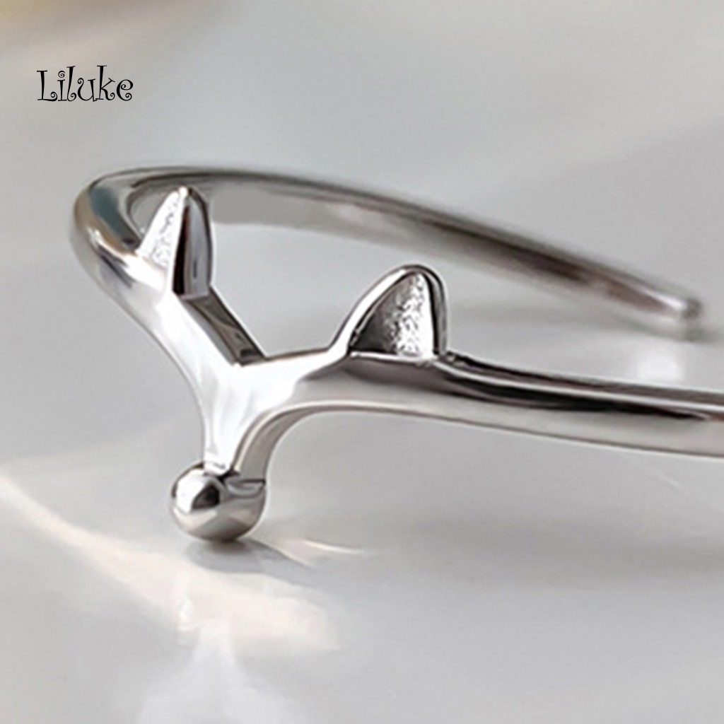 Nhẫn Hở Mạ Vàng Trắng Hình Chú Cáo Nhỏ Dễ Thương Không Gây Dị Ứng