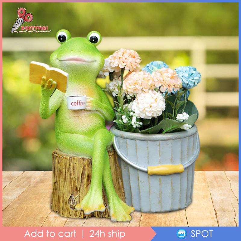 Chậu Hoa Nhỏ Bằng Resin Hình Chú Ếch Đáng Yêu Trang Trí Phòng Khách