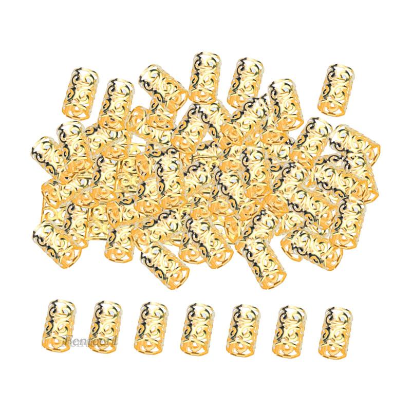 Set 100 Vòng Kim Loại Xỏ Hạt Dùng Để Trang Trí Tóc Bện / Râu