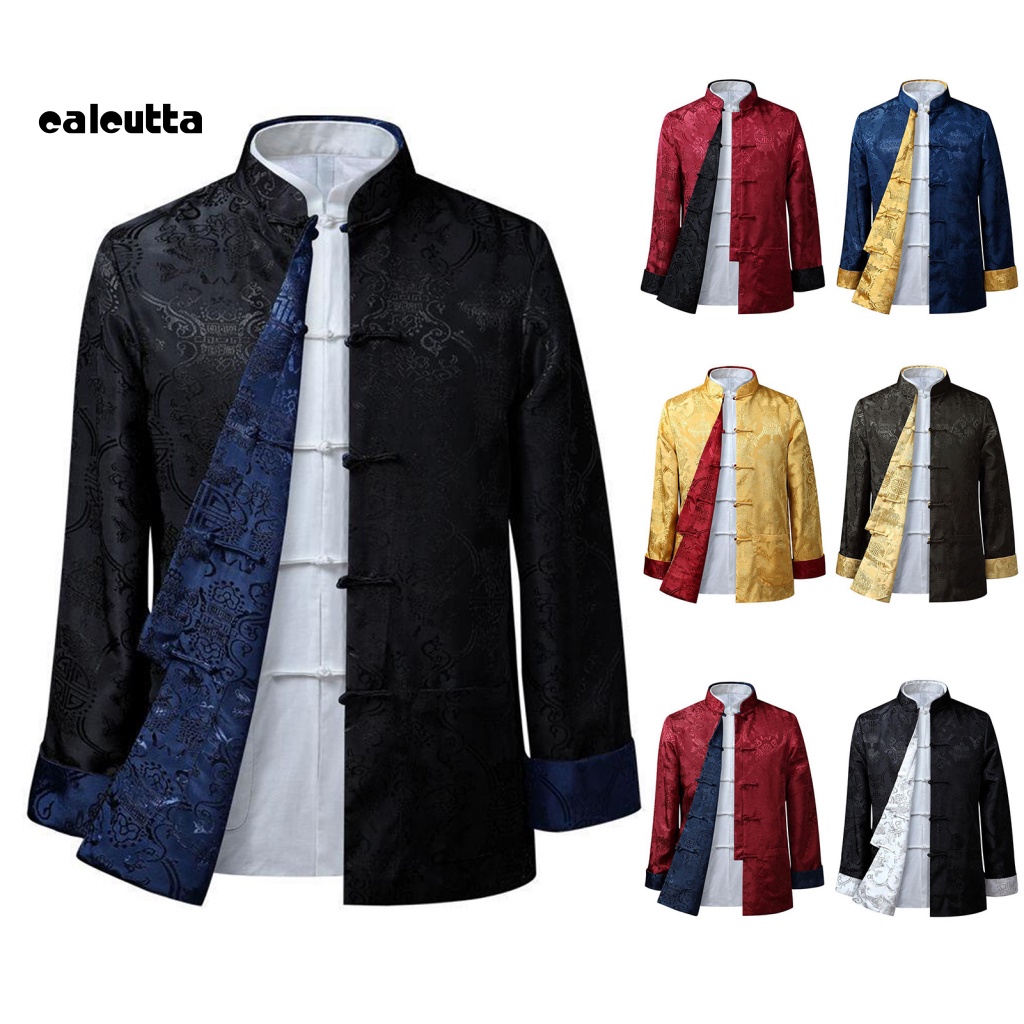[calcutta] Áo Khoác Truyền Thống Trung Hoa Cổ Đứng Tay Dài Có Thể Đảo Ngược Giữ Ấm Phong Cách Trung Hoa Cổ Điển Cho Cuộc Sống Hàng