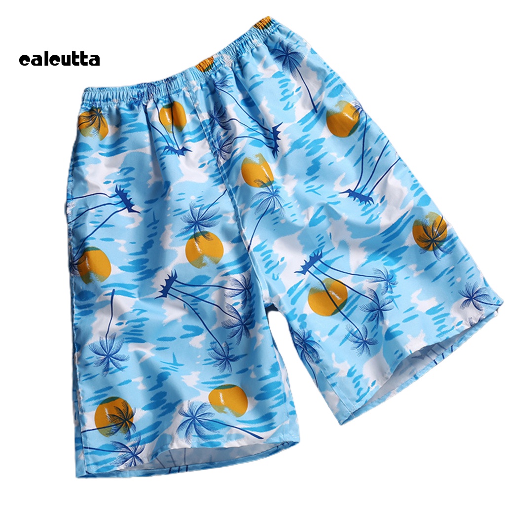 [calcutta] Quần Đùi Đi Biển Dáng Rộng Eo Co Giãn In Hoa Nhiều Màu Sắc Mùa Hè